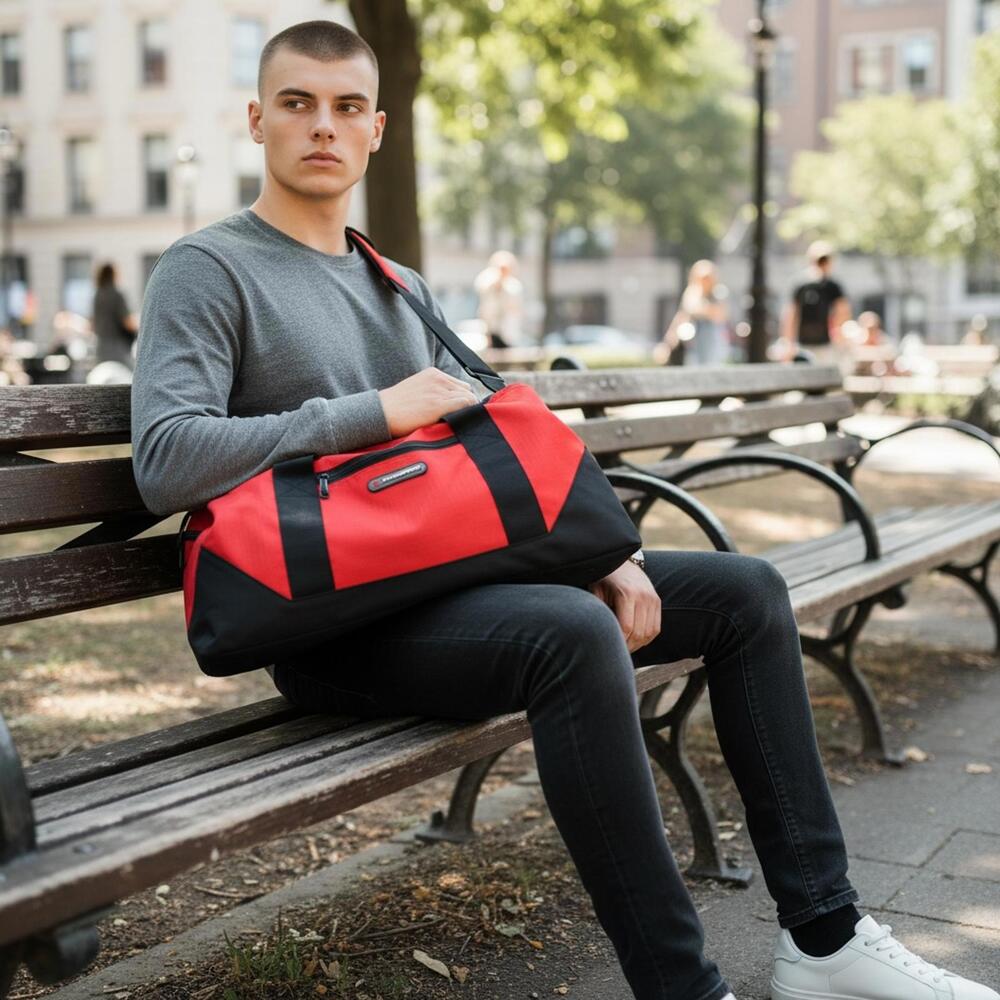 NEW Transport Red & Black Duffel Bag Medium – Never Used! 🔥